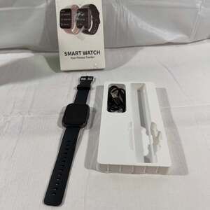 Smart Watch Fitness Tracker with Black Silicone Band